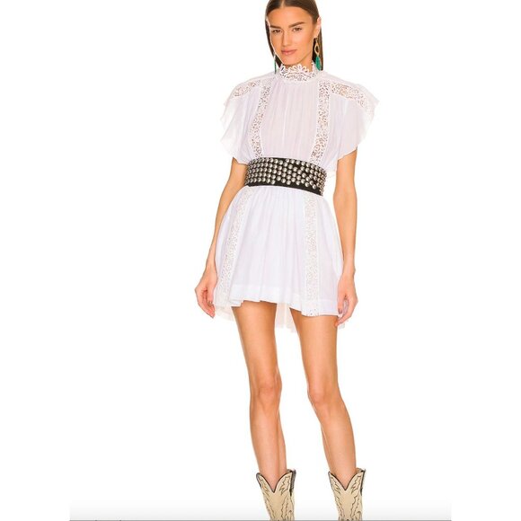 Isabel Marant Etoile Gisele White Lace Mini Dress - Size 8 - Picture 3 of 14